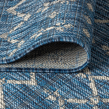 Ourika Moroccan Geometric Textured Weave Indoor/outdoor Square Rug